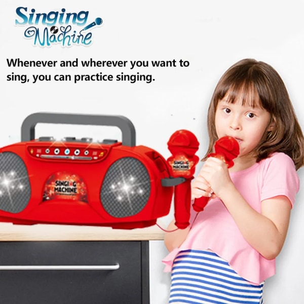 Mikrofon Karaoke Maskin Musikk Instrument Leker med Lys Innendørs Utendørs Reise Pedagogisk leketøy