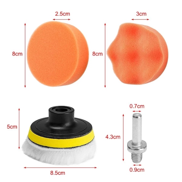 11 bitar  Bil polering pad svamp bil polerare vaxning kuddar ull hjul putsning kit för bil polerare borr adapter