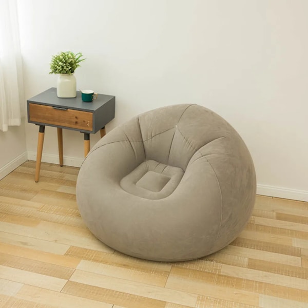 Oppustelig Flocking Sofa Single Lazy Sofa Stol Foldbar Udendørs Fritid Bean Taske Sofa