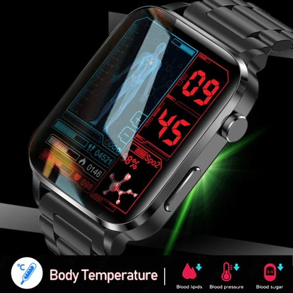 Termometer Smart klokke Menn Sangao Laser Treat Helse Hjerte Rate Blod trykk Sport Smartklokke
