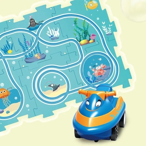 Samling Elektrisk Trolley Småbørn Puslespil Spor Play Set