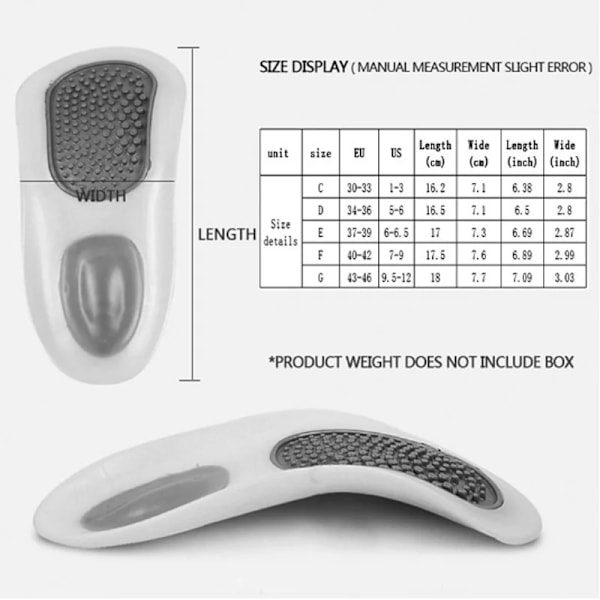 Udendørs Motion Fod Massager Fod Ortotics Svange Støtte Indersåler Lindre Fod Smerter