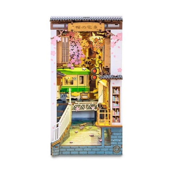 Robotime Rolife DIY Book Nook Japanese Sakura Densya in Books Serie Træ Miniature Hus