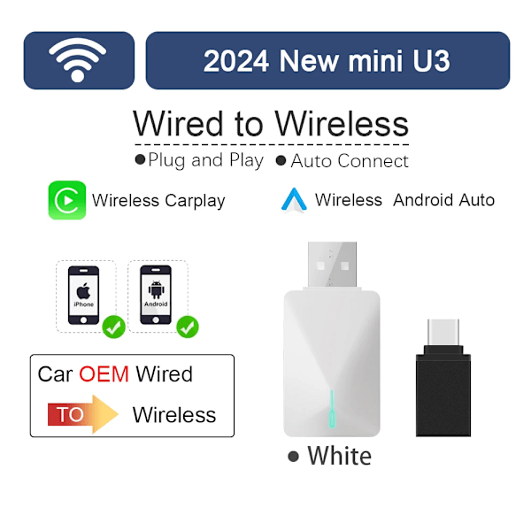 Trådløs carplay MINI U3 trådløs Android auto Smart Box