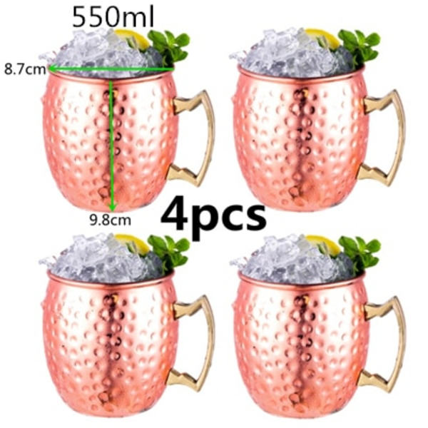 4kpl 550ml vasaroitu kupari pinnoitettu Moskova muuli muki olut kuppi muki kupari pinnoitettu tanko työkalu
