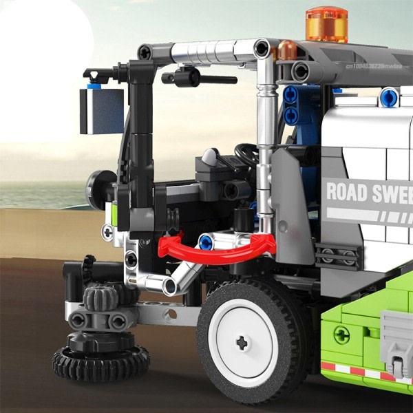 Teknisk MOC Sweeper Lastbil Bygningsblokke By Enginering Fjernbetjening Køretøj Klodser Legetøj