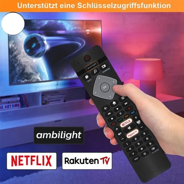 Fjernbetjening Kontrol Erstatning for Alle Philips Ambilight 4K Smart LED TV