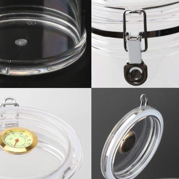 Akryl humidor burk med hygrometer och luftfuktare portabel cigarr fodral
