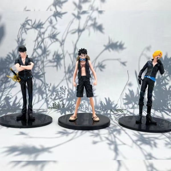 9 stk sæt Sort Gylden Hvid Farve Anime Figur One Piece Luffy Zoro Sanji Nami Brook Action Figur