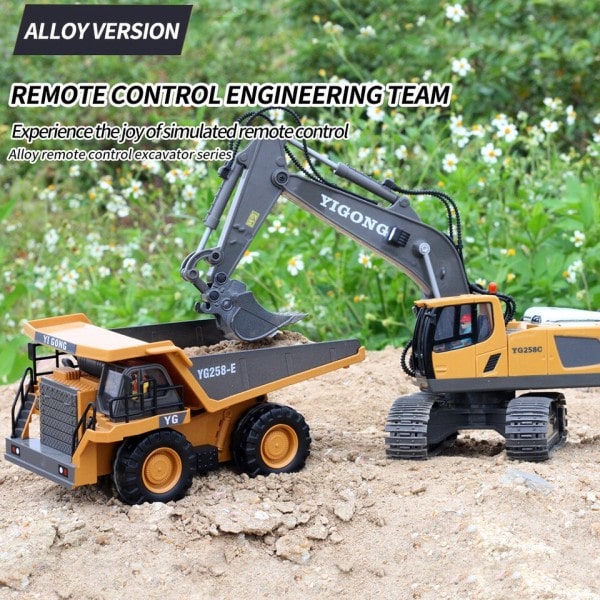 Fjärrkontroll Grävmaskin RC Modell Bil Leksaker Dumper Lastbil Bulldozer Engineering Fordon