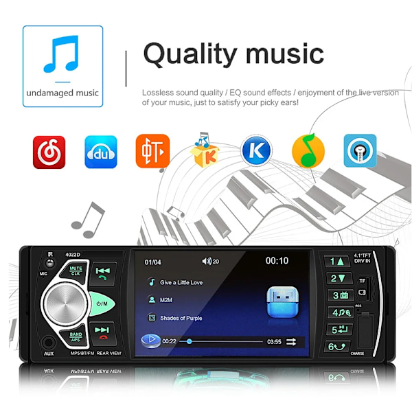 Auto Radio 1 Din 4,1 Tuuma FM Audio Stereo soitin