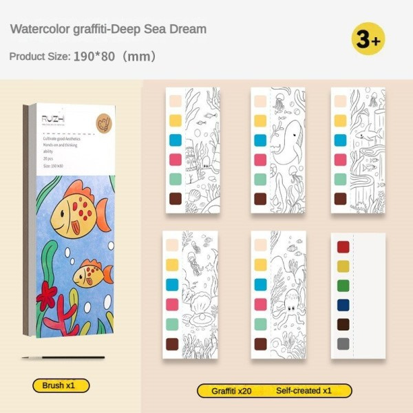 20 sivua lapsia opetus vesiväri doodle värjäys kirja mukana vesiväri maalit