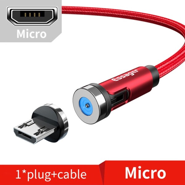 Roter magnetisk kabel rask lading magnet lader mikro usb type c kabel