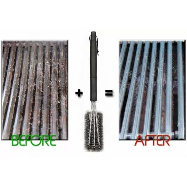 Grill rengjøring børste BBQ verktøy grill børste 3 rustfritt stål børster i 1 rengjøring grill tilbehør