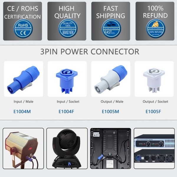 1 PC Powercon stik 3 ben 20A 250V hun stik