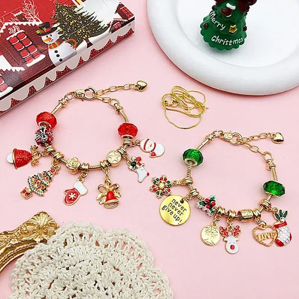 Advent jule armbånd til 24 dage nedtælling fest smykker håndværk kit barn gave