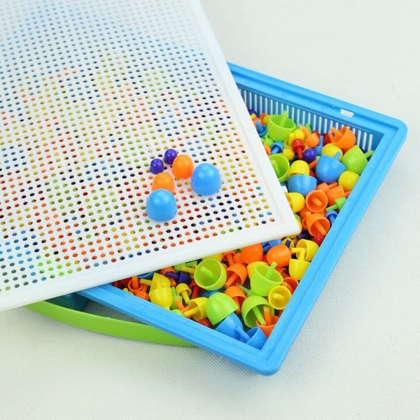 Lådpackad Säd Svamp Spik Pärlor Intelligent 3D Pussel Spel Jigsåg Bräde