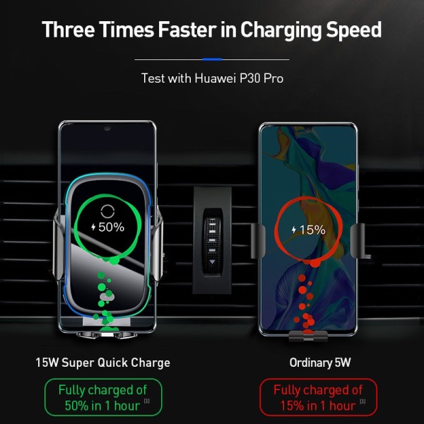 Bil telefon holder 15W QI trådløs lader for iPhone 14 13 12 11 Xiaomi bil montering infrarød rask trådløs lading