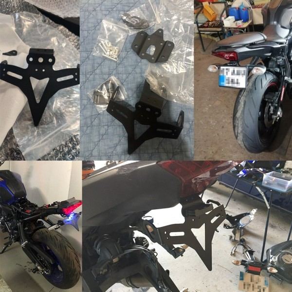 Motorcykel holder til nummerplade bag skærm stativ med baglygte 12V blink signal lys stativ