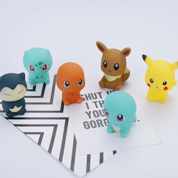 Anime Pikachu Bulbasaur Charmander Squirtle Eevee Snorlax Cartoon Figures Vocal Bath Toy