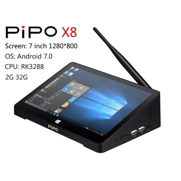 PIPO X8 Pro / X8S / X8 Mini PC 7 tuumainen 1280*800 Win10 / Android 7.0 / Linux Intel N4020/RK3288/Z3735 2G%2G  RAM 32G/64G ROM