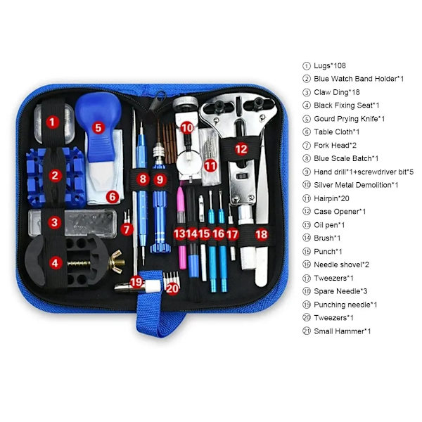 212 delar Klocka Öppnare Reparation Verktyg Kit