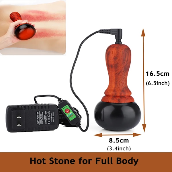 Hot Stone Sähkö Gua Sha hieronta Bian Stone Guasha työkalu Ihon raapiminen selkä vartalo lämmin moksibustio terapia