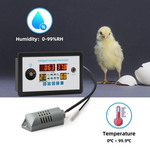 Temperatur Fugtighed Kontroller Inkubator Multifunktion Automatisk Æg Kontroller Termostat Inkubation