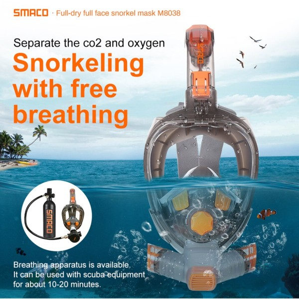 Full Face Scuba Dykking Maske for Voksen Anti Tåke Goggles