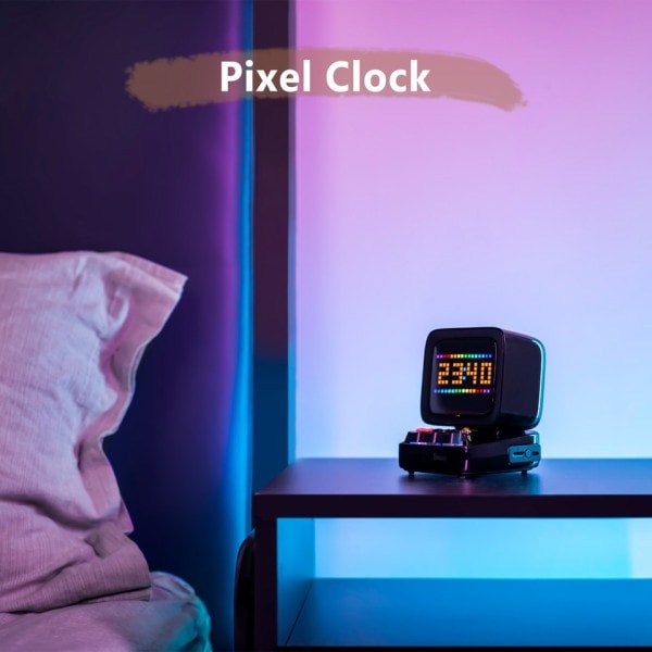 Ditoo Retro Pixel Art Bluetooth Bærbar Høyttaler Alarm Klokke DIY LED Display Board, Bursdag Gave Hjemmedekorasjon