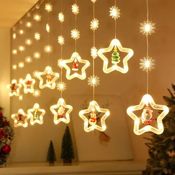 Jul Ønskekugle LED Fe Gardin Lys Snor Bryllup Ferie Guirland Lampe