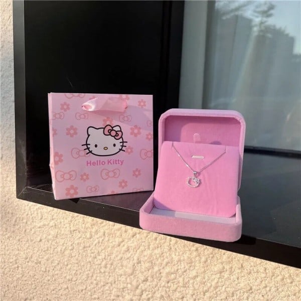 Hello Kitty Sanrio Anime krystal vedhæng halskæder damer pige enkel hvid zirkon elegant halskæde
