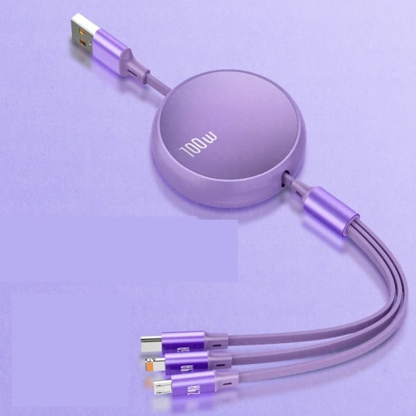 Snabb USB kabel för Huawei/Honor Indragbar Portabel 3 i 1 Mikro USB Typ C Laddare kabel