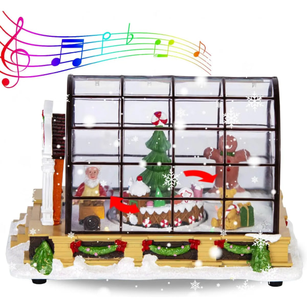 Piparkakku Juhlasali talo ja joulu juna animaatio joulu kylä kasvihuone