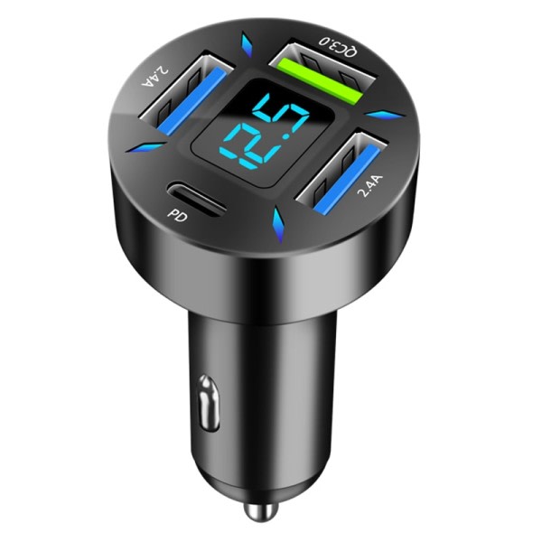 4 porte USB bil oplader hurtig opladning PD hurtig opladning 3.0 USB C bil telefon oplader adapter