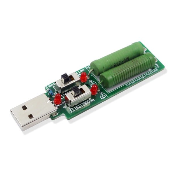 USB motstånd likström elektronisk belastning Med omkopplare justerbar 3 ström 5V1A/2A/3A batteri kapacitet spänning