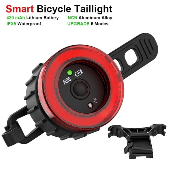 Cykel Smart Auto Bremse Sensing Lys Vandtæt LED Oplader Cykling Baglygte Lys