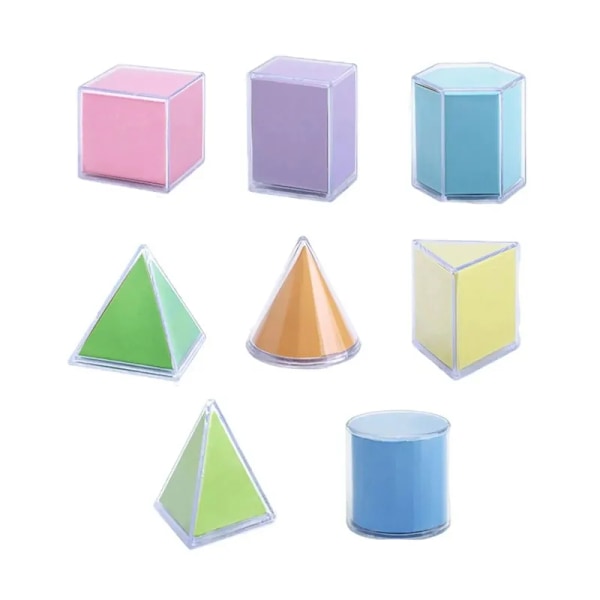 8 bitar transparent geometriska former block montessori leksaker