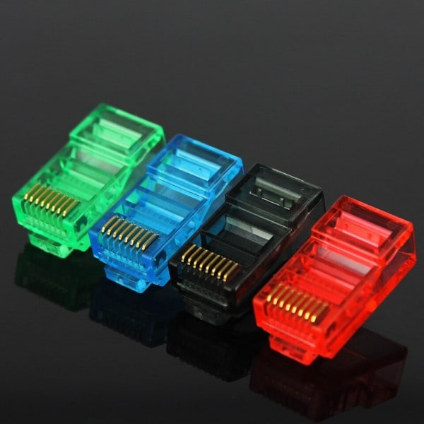 Ethernet kabler modul plugg nettverk kontakt RJ-45 krystall hoder Cat5 farge Cat5e gull belagt kabel