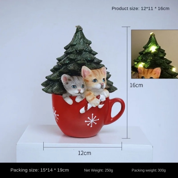 Jul tre jul dekorativt kreativt te kopp pus pynt harpiks håndverk jule gave