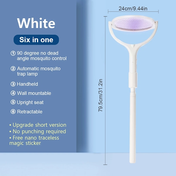 3500V 5in1 Mosquito Killer Lampe Multifunksjonell Vinkel Justerbar Bug Zapper Elektrisk USB Oppladbar Mygg Fly Flagermus Swatter
