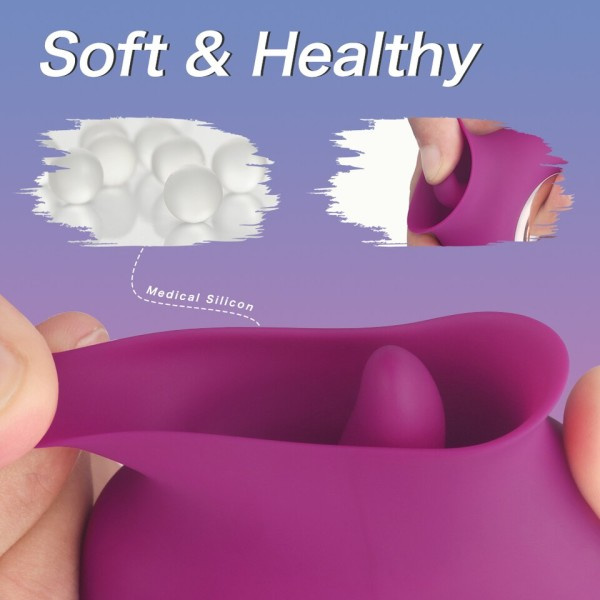 Rose Leketøy Vibrator for Kvinner 2 i 1 Tunge Slikking Nipple Klitoris Stimulator med 9 Modi