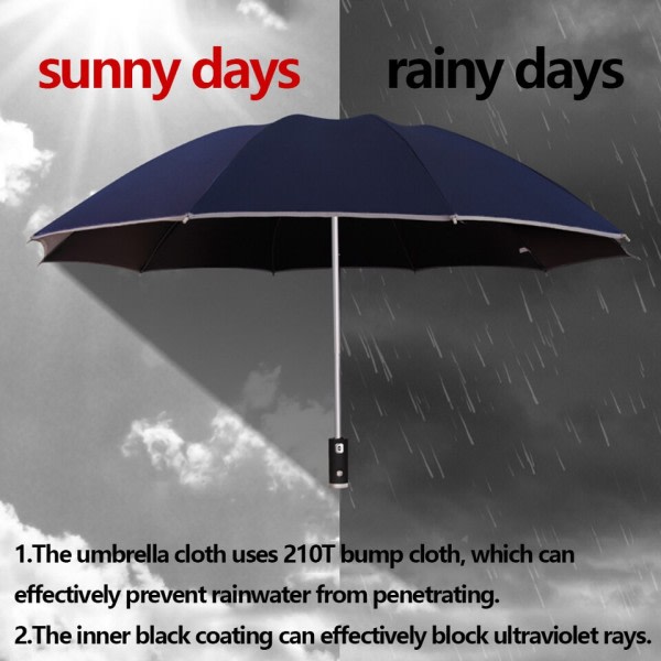 Täysin automaattinen käänteinen taittuva sateenvarjo LED taskulamppu tuulenpitävä UV sateenvarjot