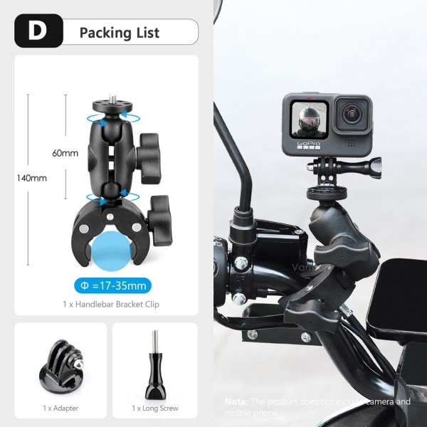 Moottoripyörän lisälaitteet pidin ohjaustanko peili kiinnike pyörä teline DJI OSMO insta360 toiminta kameralle