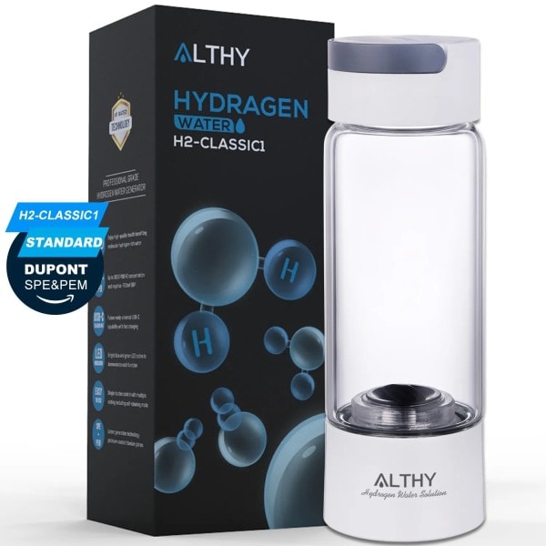 Hydrogen Rik Vann Generator Flaske - Glass Kopphus - DuPont SPE & PEM Dobbeltkammer Maker Ionizer