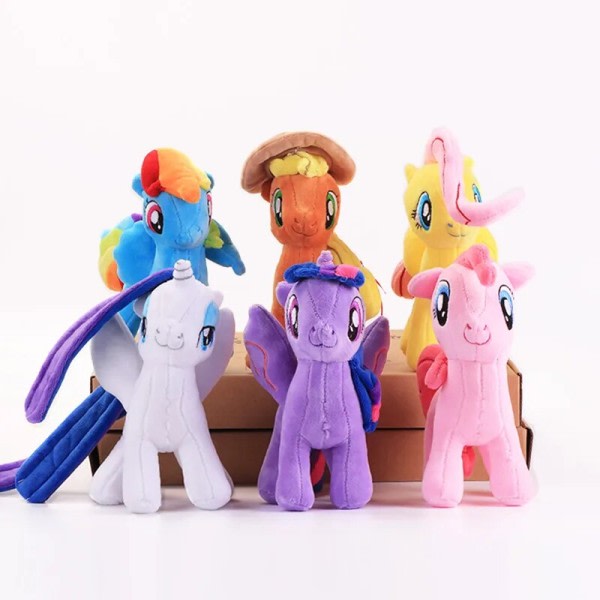 6 pieces My Little Pony Twilight Sparkle Pinkie Pie Rainbow Dash Pony Legetøj Fyld Plysh Doll