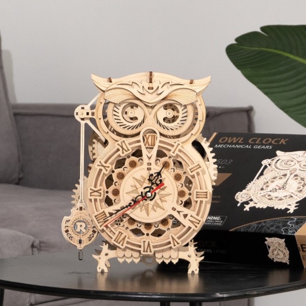 161 stk. Creative DIY 3D Ugle Ur Træ Model Bygning Klok Kits Samling Legetøj