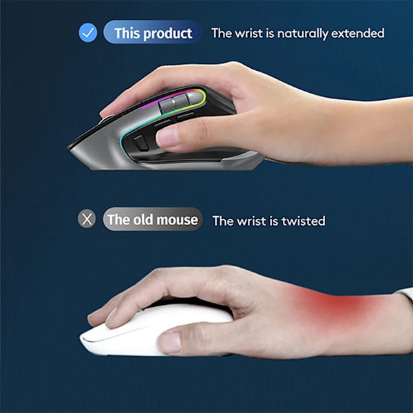 Trådløs bærbar optisk mus ergonomisk højre hånd computer mus