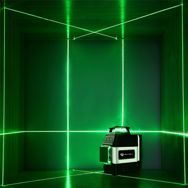 Mini Laser Niveau 12 Linjer 3D Niveau Selvnivellerende 360° Horizontal og Lodret Kværs Grøn Laser Beam Liner