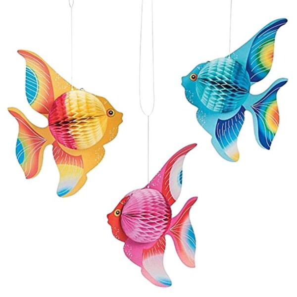 Flerfarget fargerikt vev papir gullfisk tropisk fisk hav skapninger pynt dekorasjon